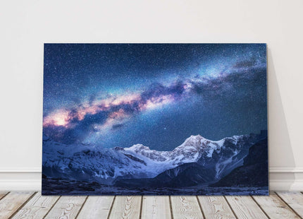 Milky Way and mountains landscape. Canvas picture print