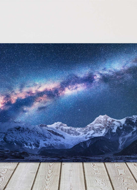Milky Way and mountains landscape. Canvas picture print