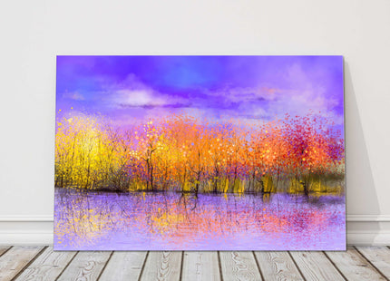 Autumn landscape, colourful oil painting. Canvas picture print.