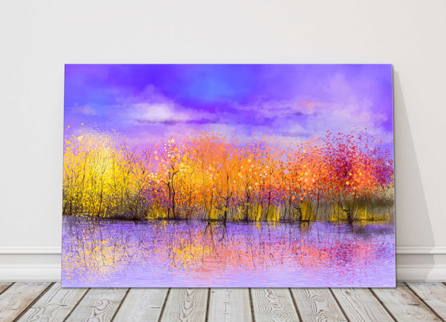 Autumn landscape, colourful oil painting. Canvas picture print.