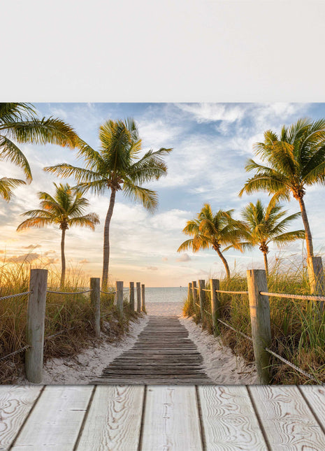 Palm tree beach path. Sunrise in Key West, Florida canvas picture print