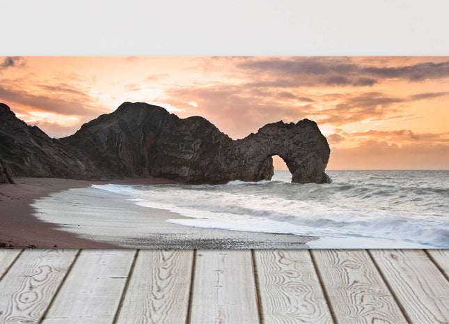 Durdle Door at sunrise, Dorset, Panoramic canvas picture print.