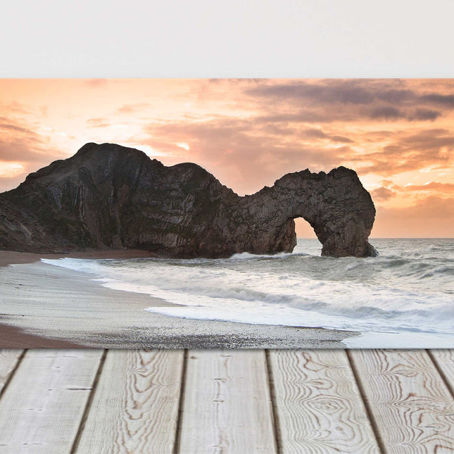 Durdle Door at sunrise, Dorset, Panoramic canvas picture print.