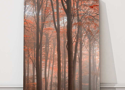 Autumn trees red leaves portrait canvas picture print