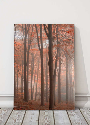 Autumn trees red leaves portrait canvas picture print