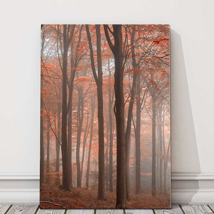 Autumn trees red leaves portrait canvas picture print