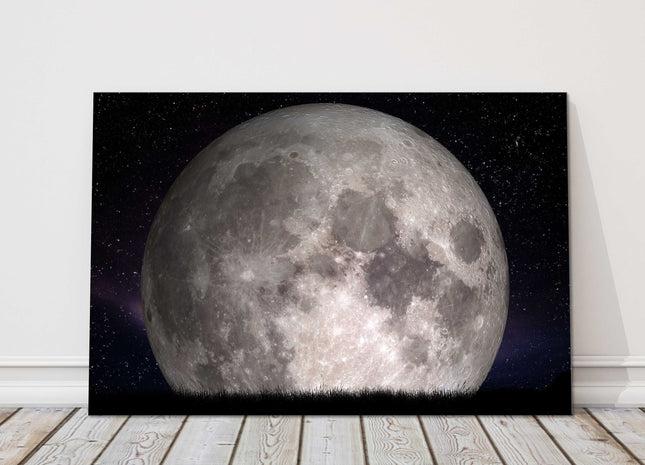 Full moon at night. Canvas Picture Print.