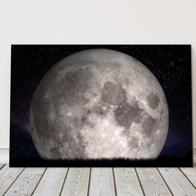 Full moon at night. Canvas Picture Print.