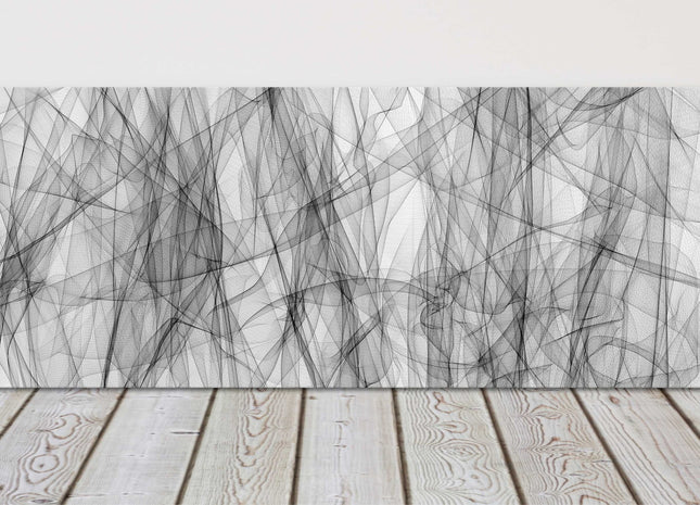 Abstract smooth gray waved sketch pattern. Panoramic canvas picture print