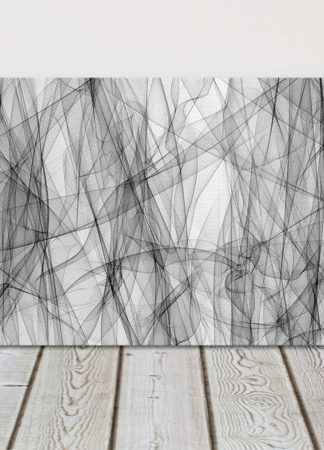 Abstract smooth gray waved sketch pattern. Panoramic canvas picture print