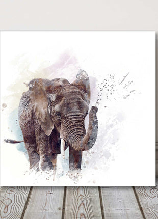 Elephant watercolour colour splash and white background. Canvas picture print