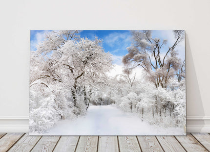 Snowy winter landscape stunning picture, canvas picture print.