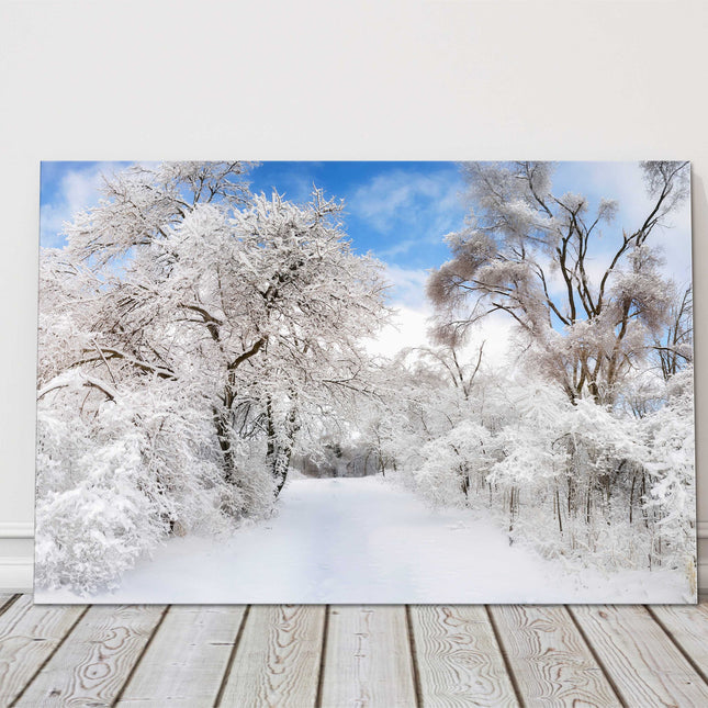 Snowy winter landscape stunning picture, canvas picture print.