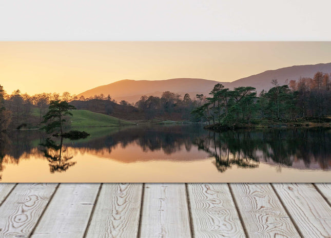 Tarn Hows, in the Lake District. Panoramic canvas picture print beautiful sunset