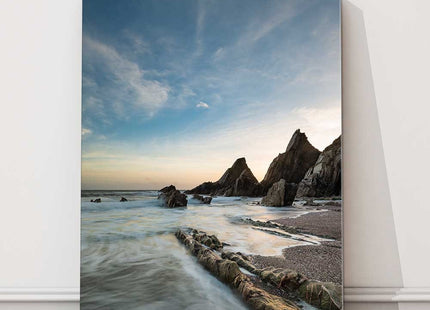 Westcombe Beach in Devon portrait picture canvas picture print