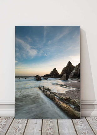 Westcombe Beach in Devon portrait picture canvas picture print