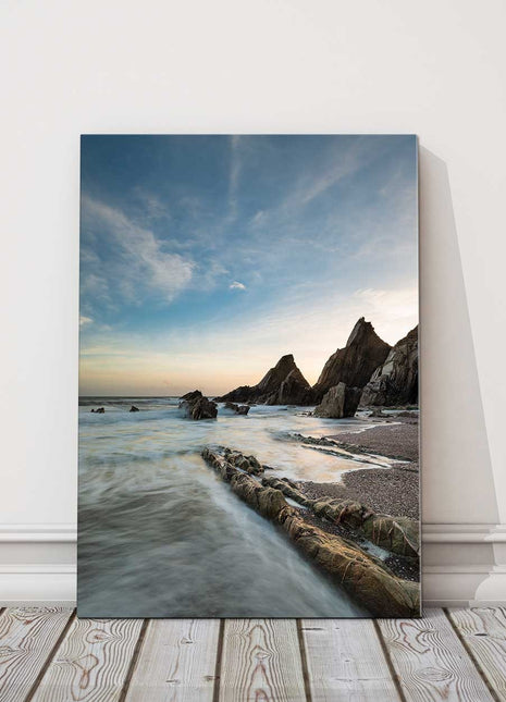 Westcombe Beach in Devon portrait picture canvas picture print