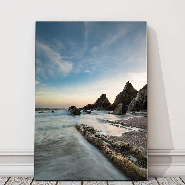 Westcombe Beach in Devon portrait picture canvas picture print