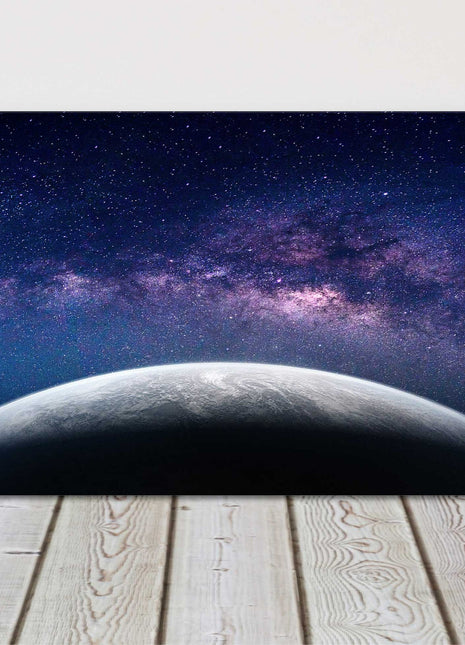 Earth and Milky way galaxy from space, panoramic canvas picture print