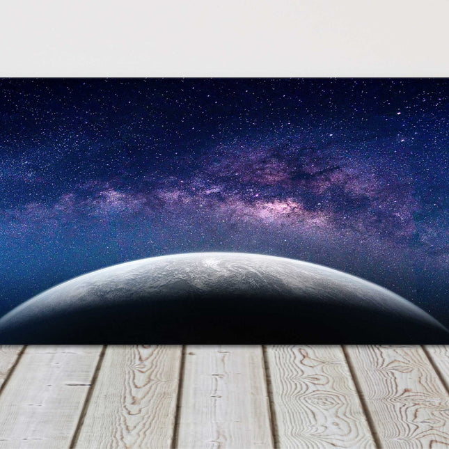 Earth and Milky way galaxy from space, panoramic canvas picture print