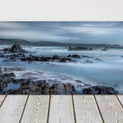 Stormy skies Whitsand Bay, South East Cornwall. Panoramic canvas picture print