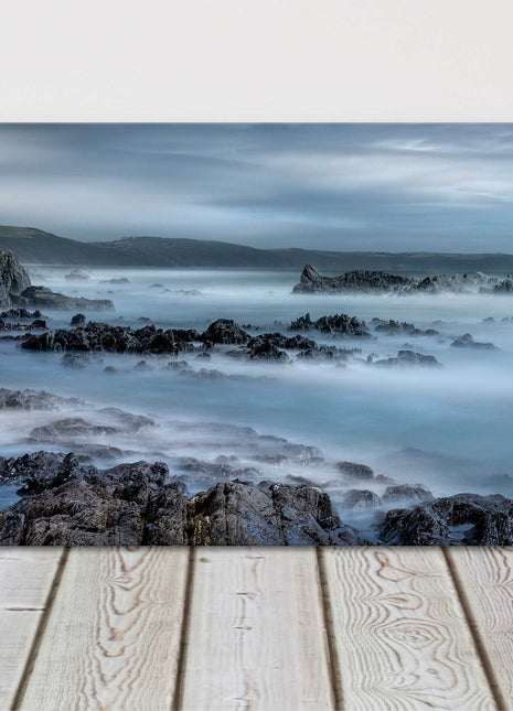 Stormy skies Whitsand Bay, South East Cornwall. Panoramic canvas picture print