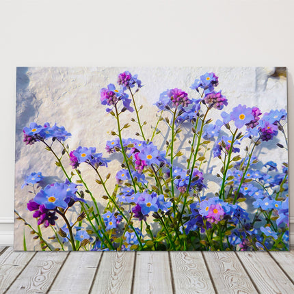 Forget me Nots wild flowers purple and green canvas picture print forgetmeknots