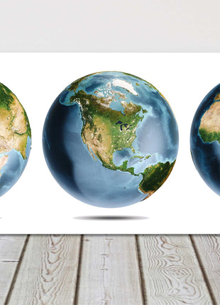 Planet Earth Trio. Panoramic canvas picture print. Lovely colours and detail.