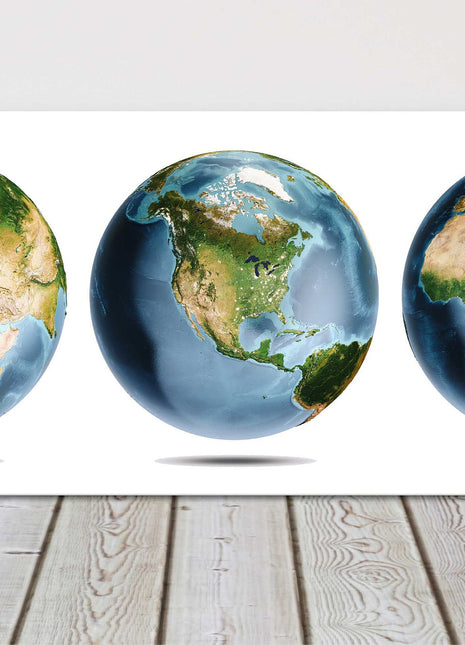 Planet Earth Trio. Panoramic canvas picture print. Lovely colours and detail.