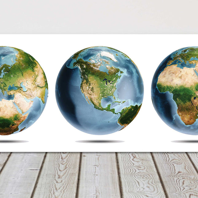 Planet Earth Trio. Panoramic canvas picture print. Lovely colours and detail.