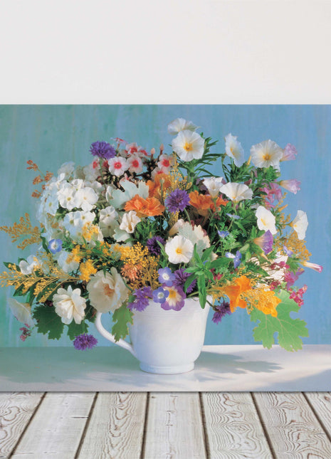 Colourful, Wild flowers in a jug vase canvas picture print