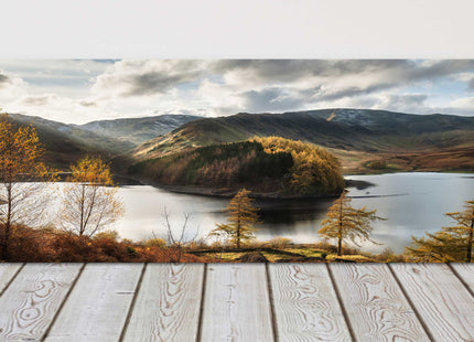 Autumn at Hawes Water in the Lake District. Panoramic canvas picture print.
