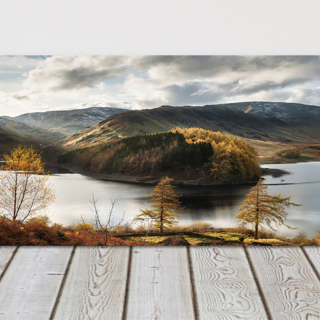 Autumn at Hawes Water in the Lake District. Panoramic canvas picture print.