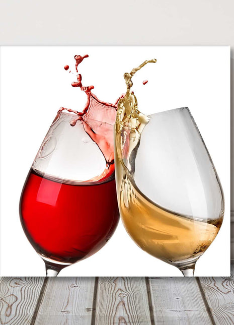 wine glasses red and white wine cheers canvas picture print white background