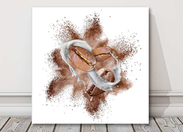 Coffee beans. Canvas picture print. Food and drink theme.