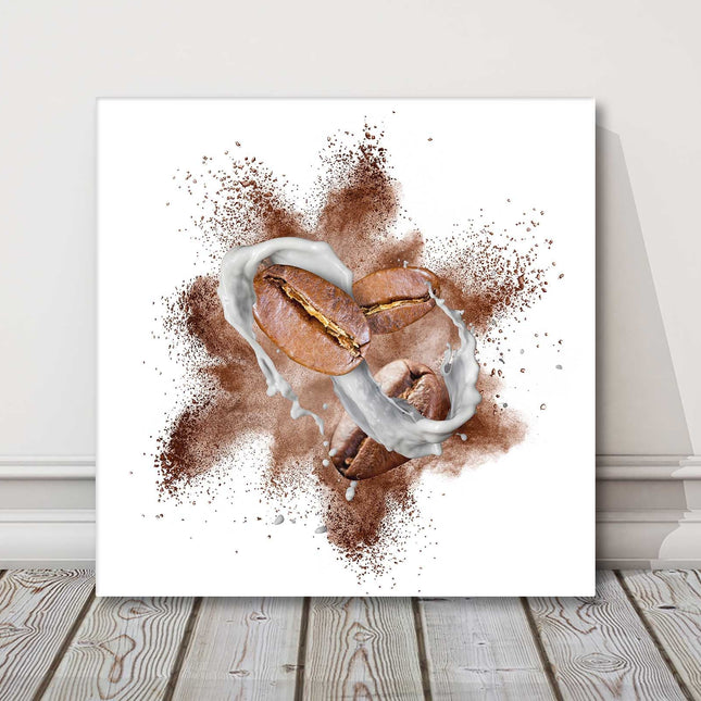 Coffee beans. Canvas picture print. Food and drink theme.