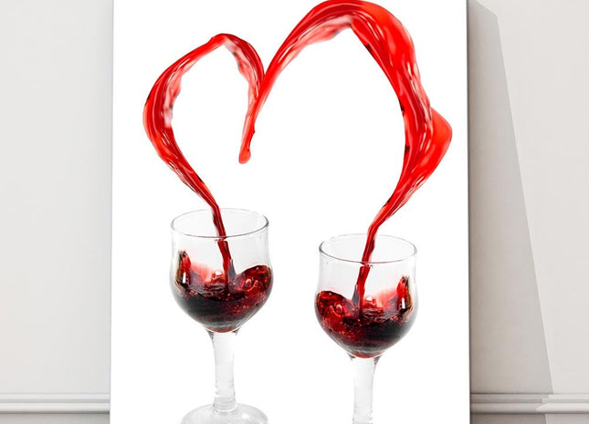 red wine heart shape wine spash canvas picture print portrait