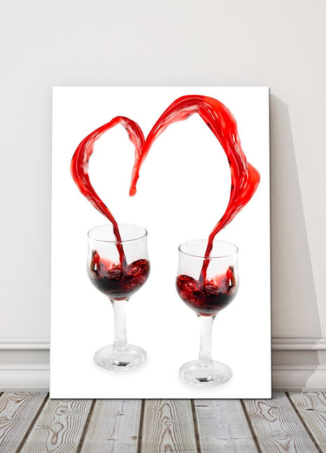 red wine heart shape wine spash canvas picture print portrait