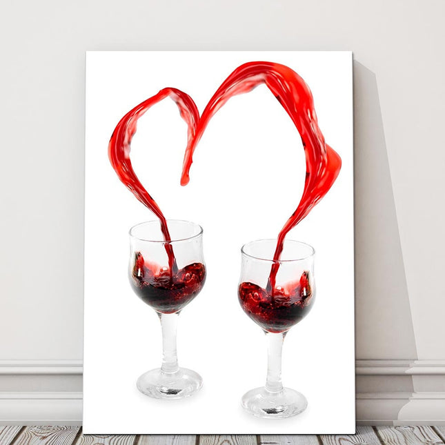 red wine heart shape wine spash canvas picture print portrait