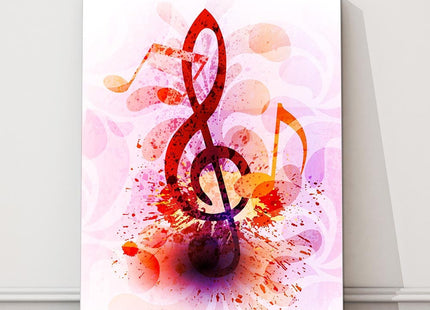 Musical notes with colour splash canvas picture print