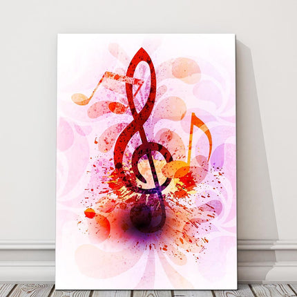 Musical notes with colour splash canvas picture print