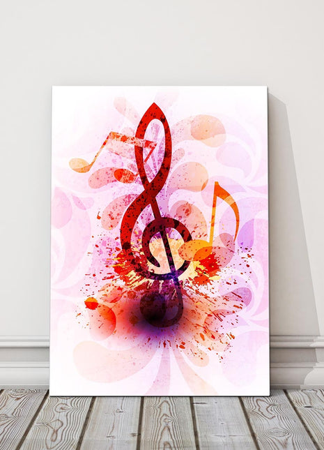 Musical notes with colour splash canvas picture print
