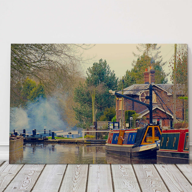 canal picture audlem cheshire canvas picture print winter day
