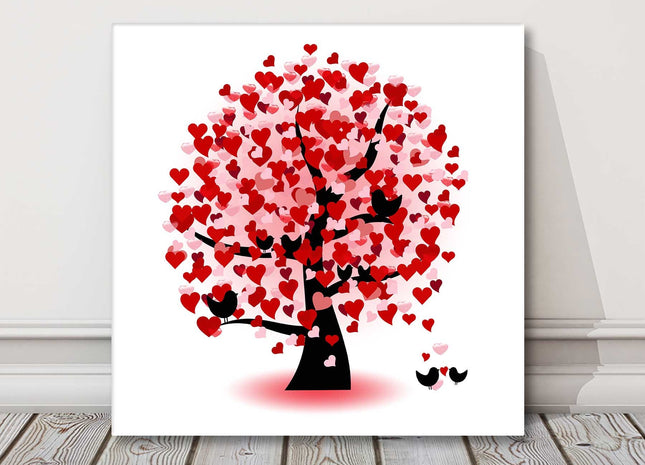 Red and pink love heart tree canvas picture print landscape