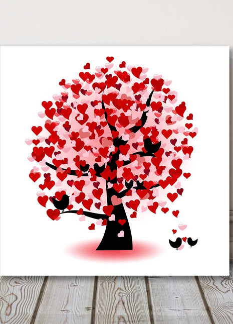 Red and pink love heart tree canvas picture print landscape