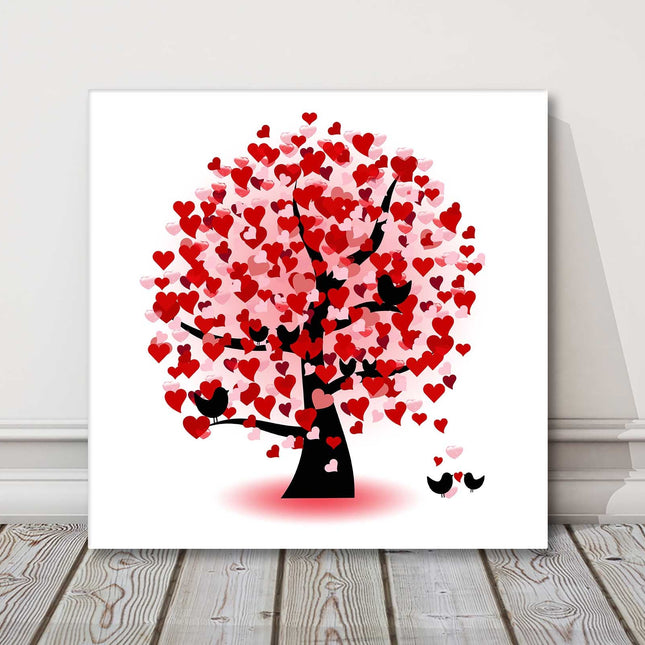 Red and pink love heart tree canvas picture print landscape