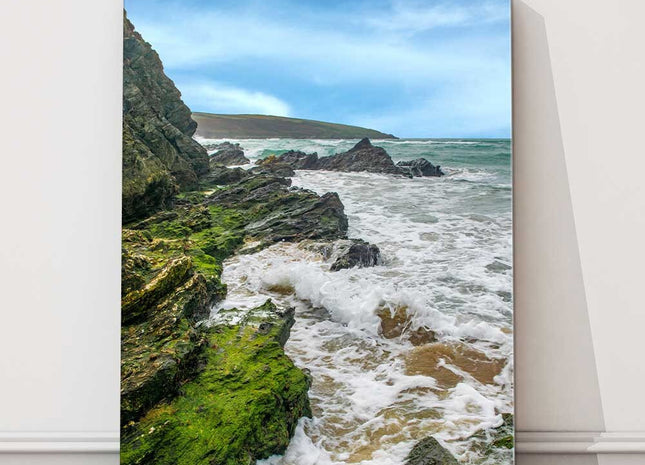Crantock Beach, Cornwall. Portrait view. Canvas Print Wall décor.