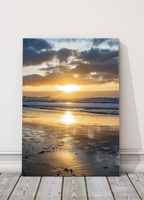 Sunset at Watergate Bay, Cornwall Canvas Print north cornwall near newquay