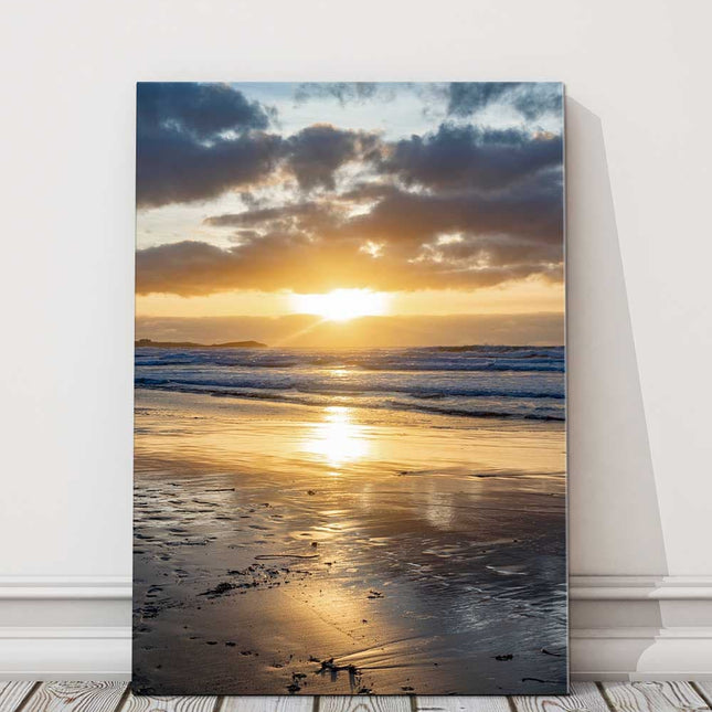 Sunset at Watergate Bay, Cornwall Canvas Print north cornwall near newquay