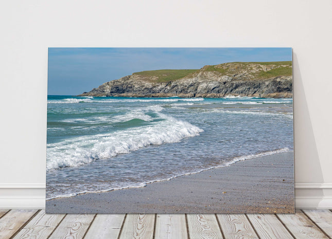 Holywell Bay beach. Newquay, Cornwall. Canvas picture print.